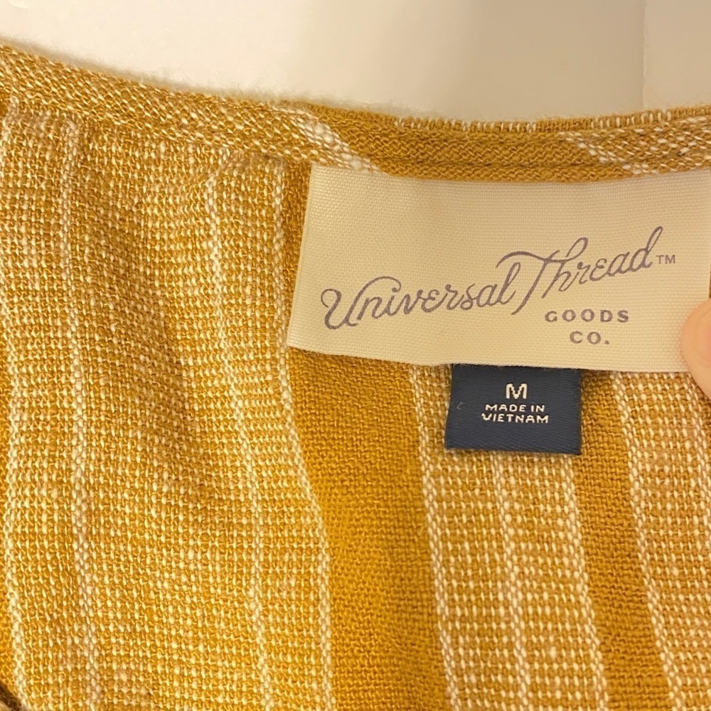 Universal Thread Linen Blend Caramel Oatmeal Stri… - image 4